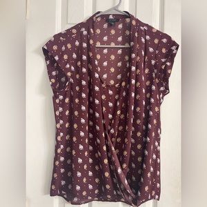 Halogen Purple Floral Blouse, Size S